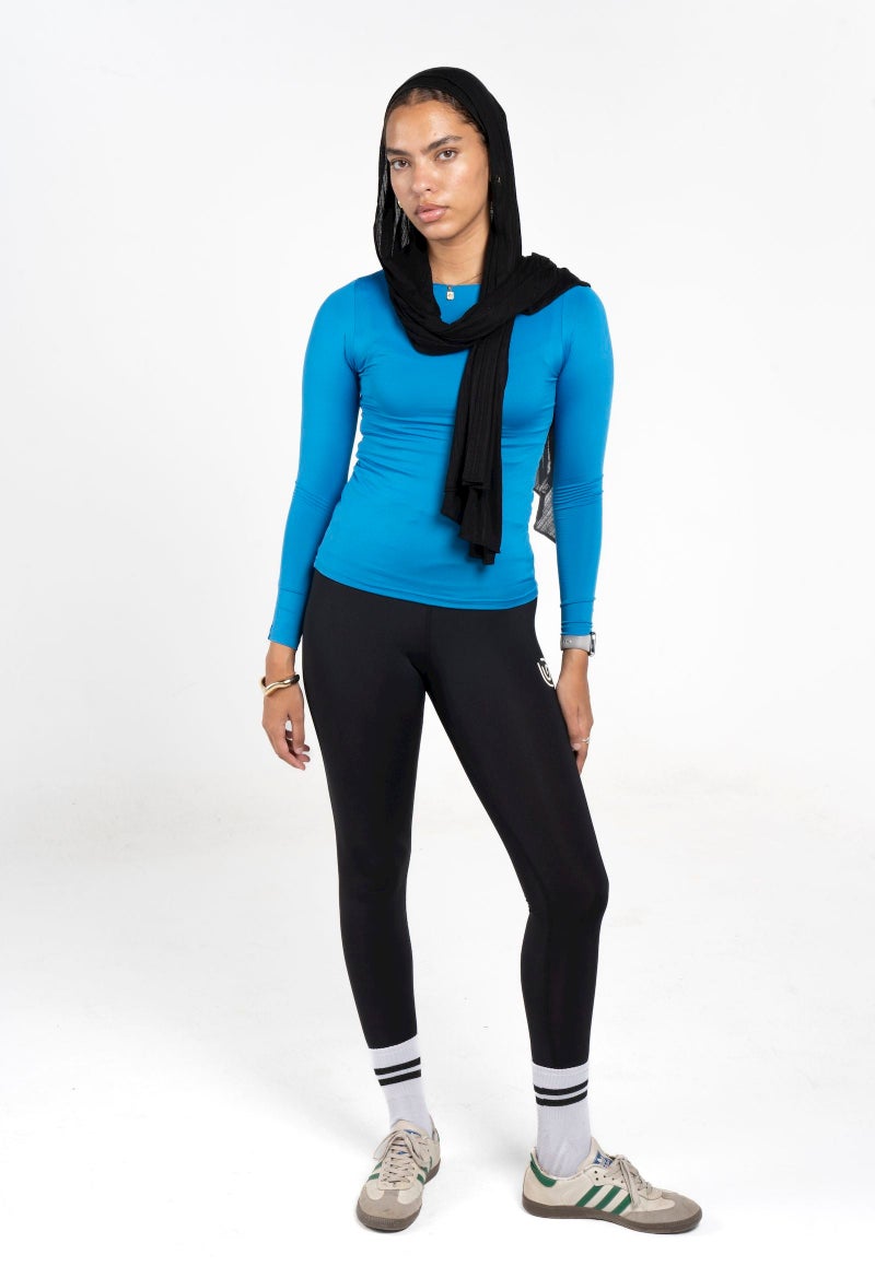 Beyond Women's Sky blue Boat neck long sleeve top - Image 2